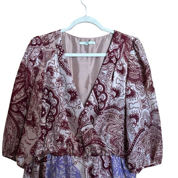 Tibi Surplice Dress Womens 12 Multicolor Paisley Floral Print Silk Cocktail - Picture 2 of 10